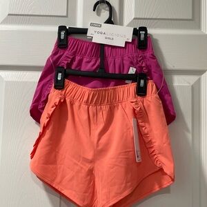 Yogalicious Girls' Orange and Pink Shorts Set